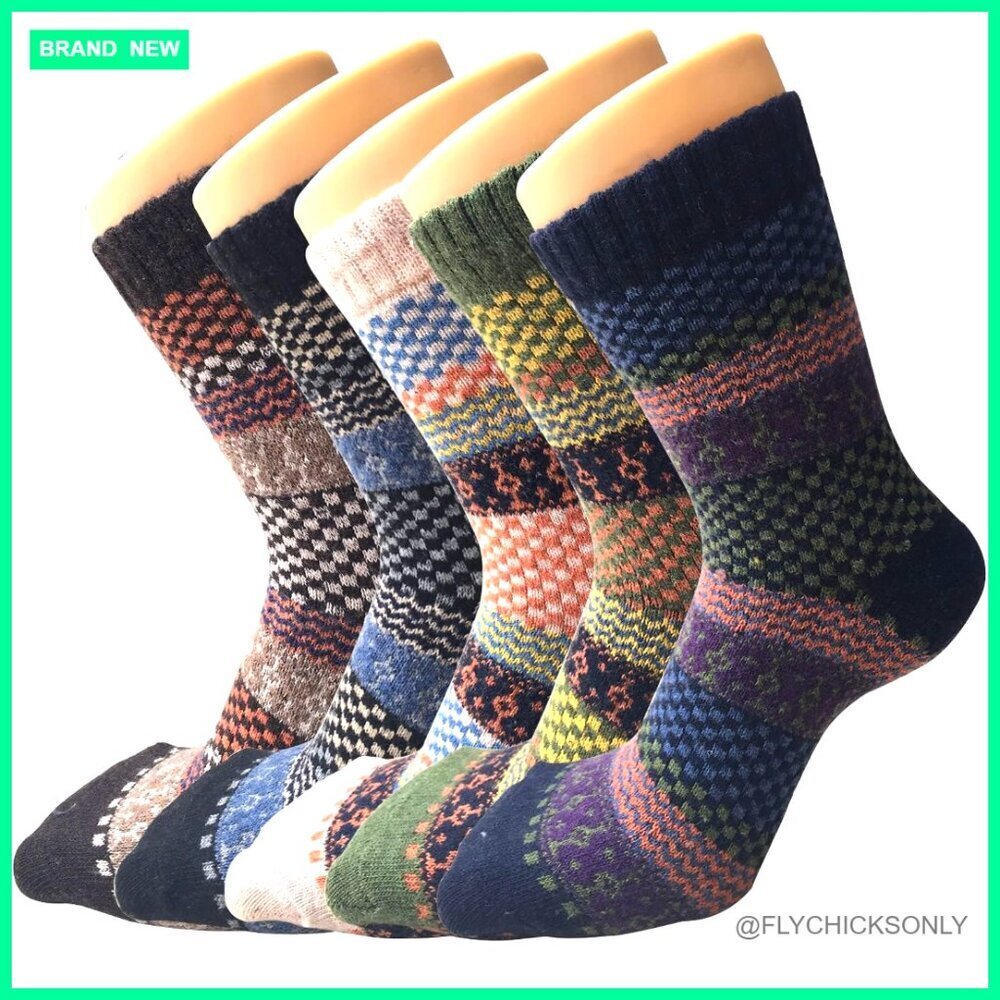 Wool Crew Socks for Women, Hiking Work Winter Boot Socks, 5-Pack